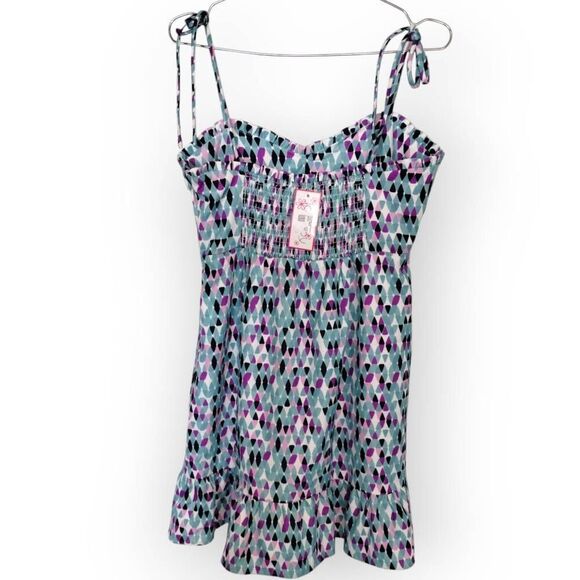 Joy Joy Womens Sundress Sz Medium Fit Flare Blue Purple Knit Stappy Coastal 56B7 - Picture 2 of 13